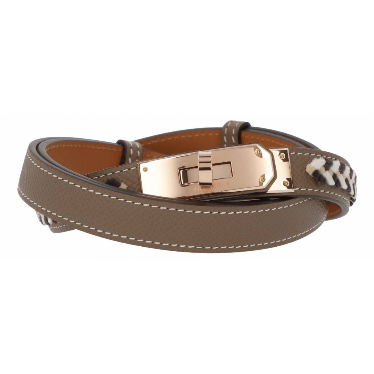 Kelly leather belt Hermès Grey size 37 Inches in Leather - 32031431