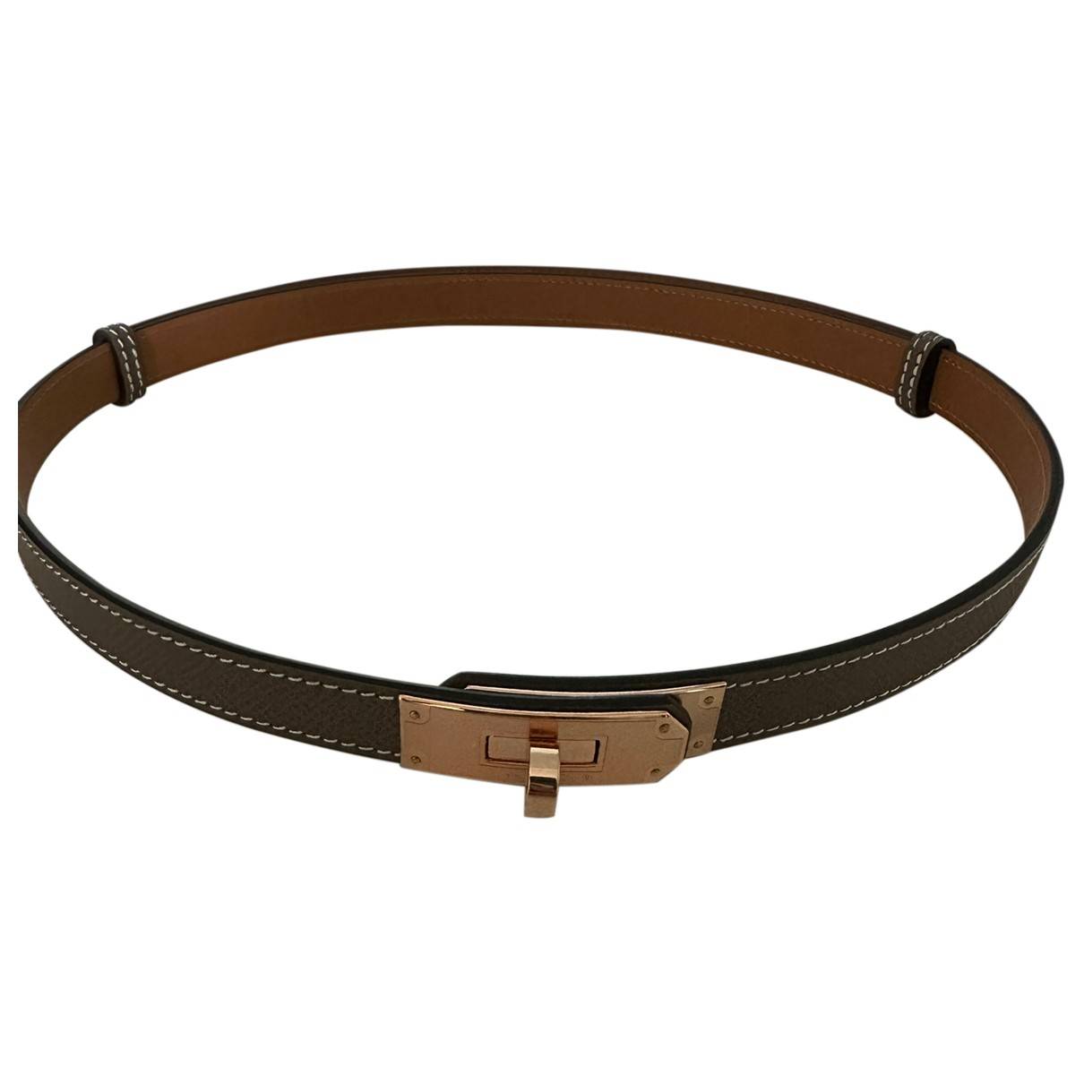 Kelly leather belt Hermès Grey size M International in Leather - 32670675