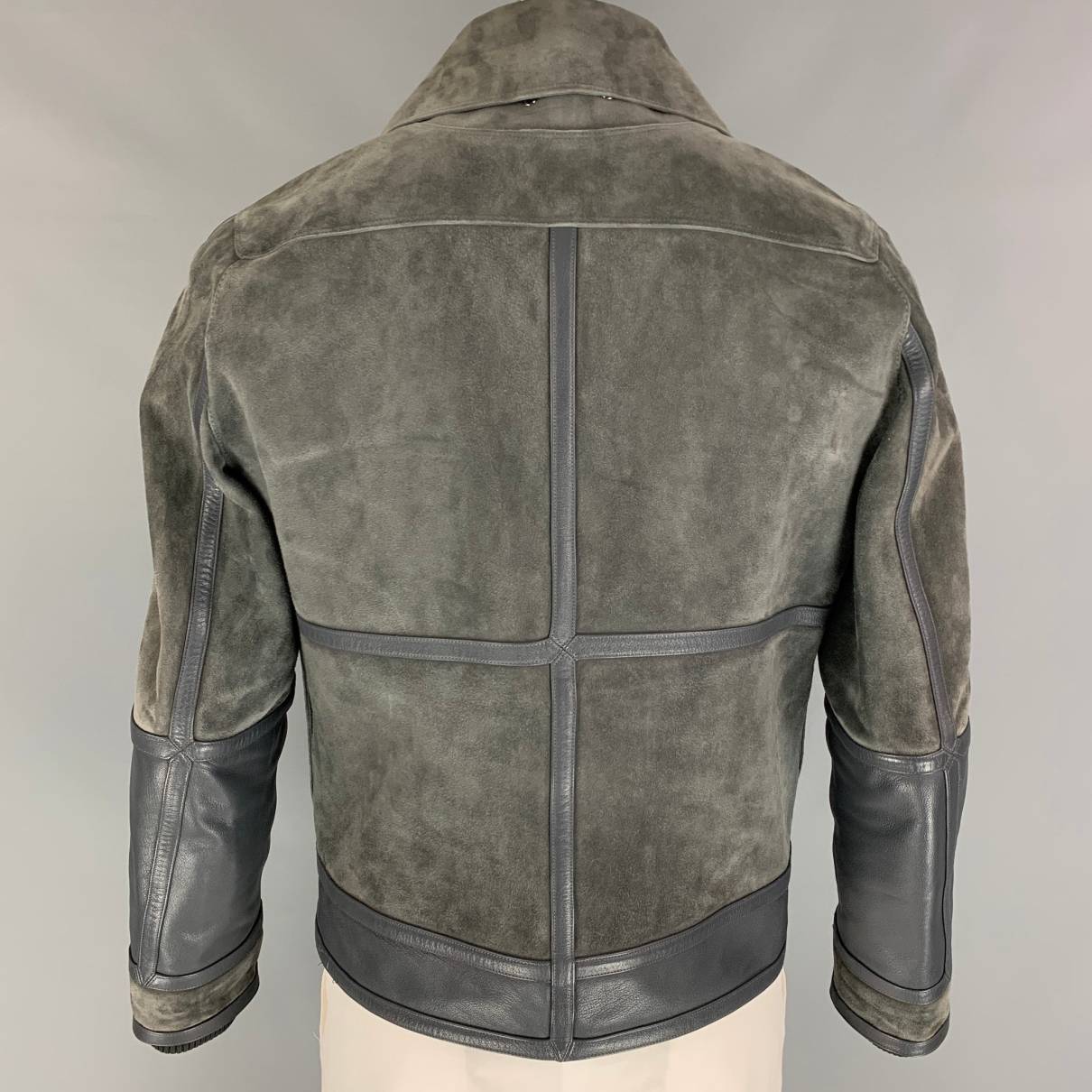Louis Vuitton - Authenticated Jacket - Leather Grey Plain for Men, Very Good Condition