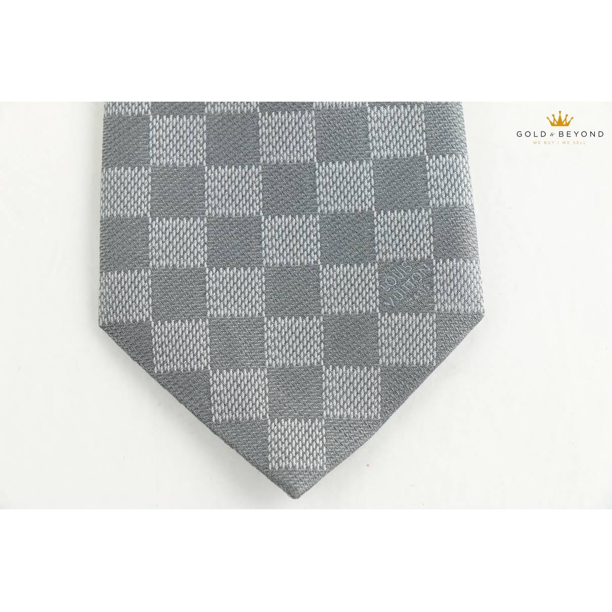 Louis Vuitton Silk Necktie Silver Black Damier Checker