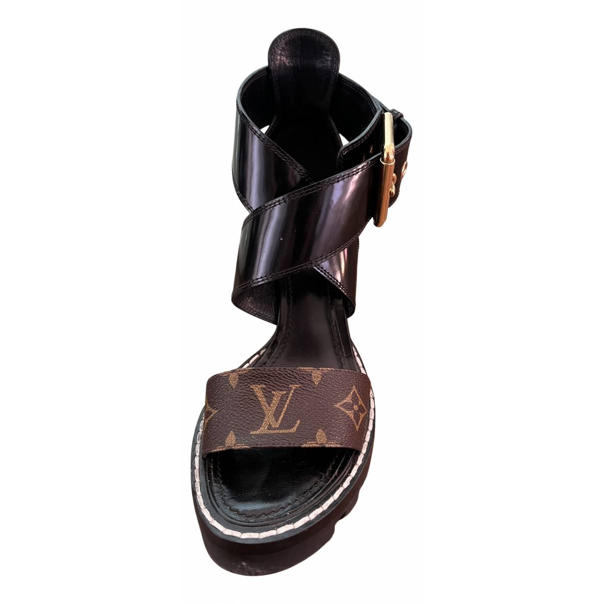 LOUIS VUITTON Damen Sandalen aus Leder in Braun Größe: EU 39