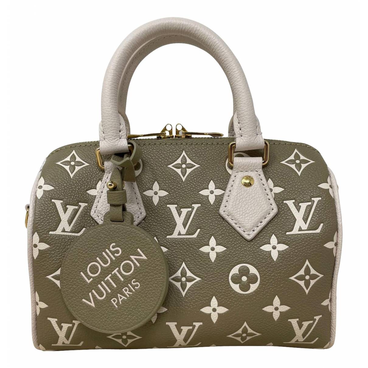 Nano speedy / mini hl leather handbag Louis Vuitton Khaki in Leather -  25251104