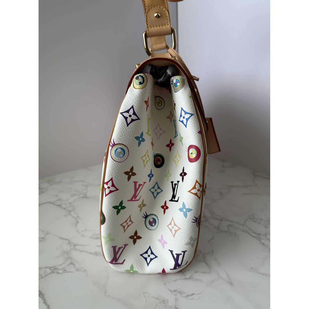 Speedy cloth handbag Louis Vuitton Brown in Cloth - 33313815