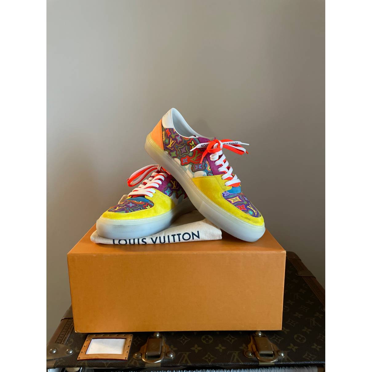 Louis Vuitton Men's LV Ollie Richelieu Sneakers Fabric and Suede Multicolor  2365241