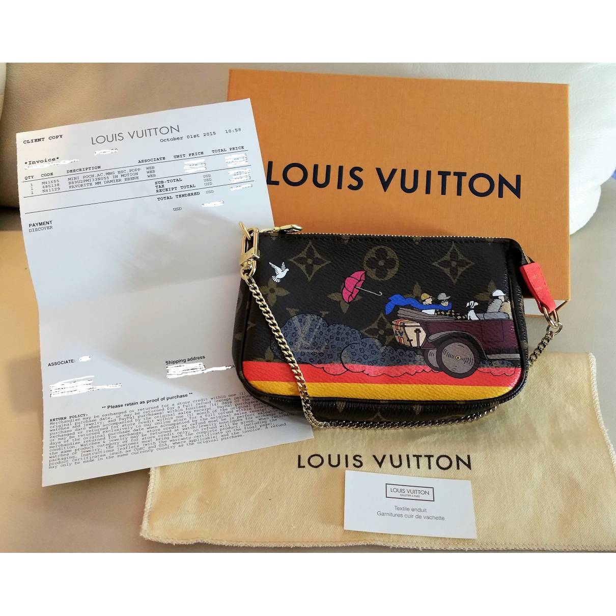 LOUIS VUITTON Damier Azur Illustre Evasion Mini Pochette Chain Clutch  Wallet New