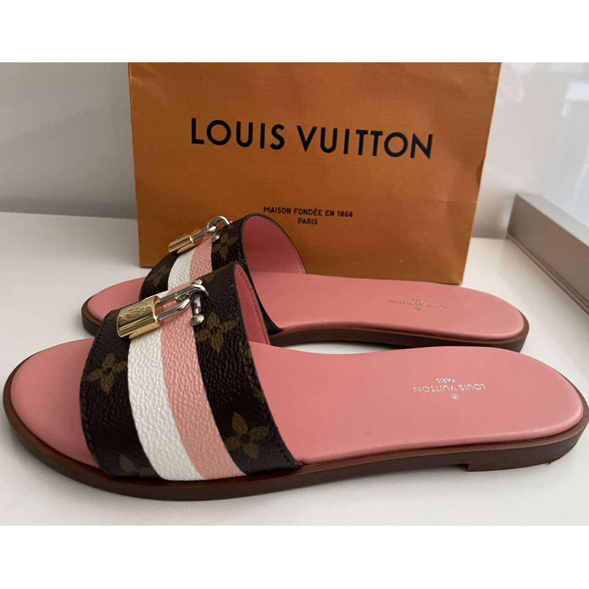 Lock it leather sandal Louis Vuitton Multicolour size 36.5 EU in