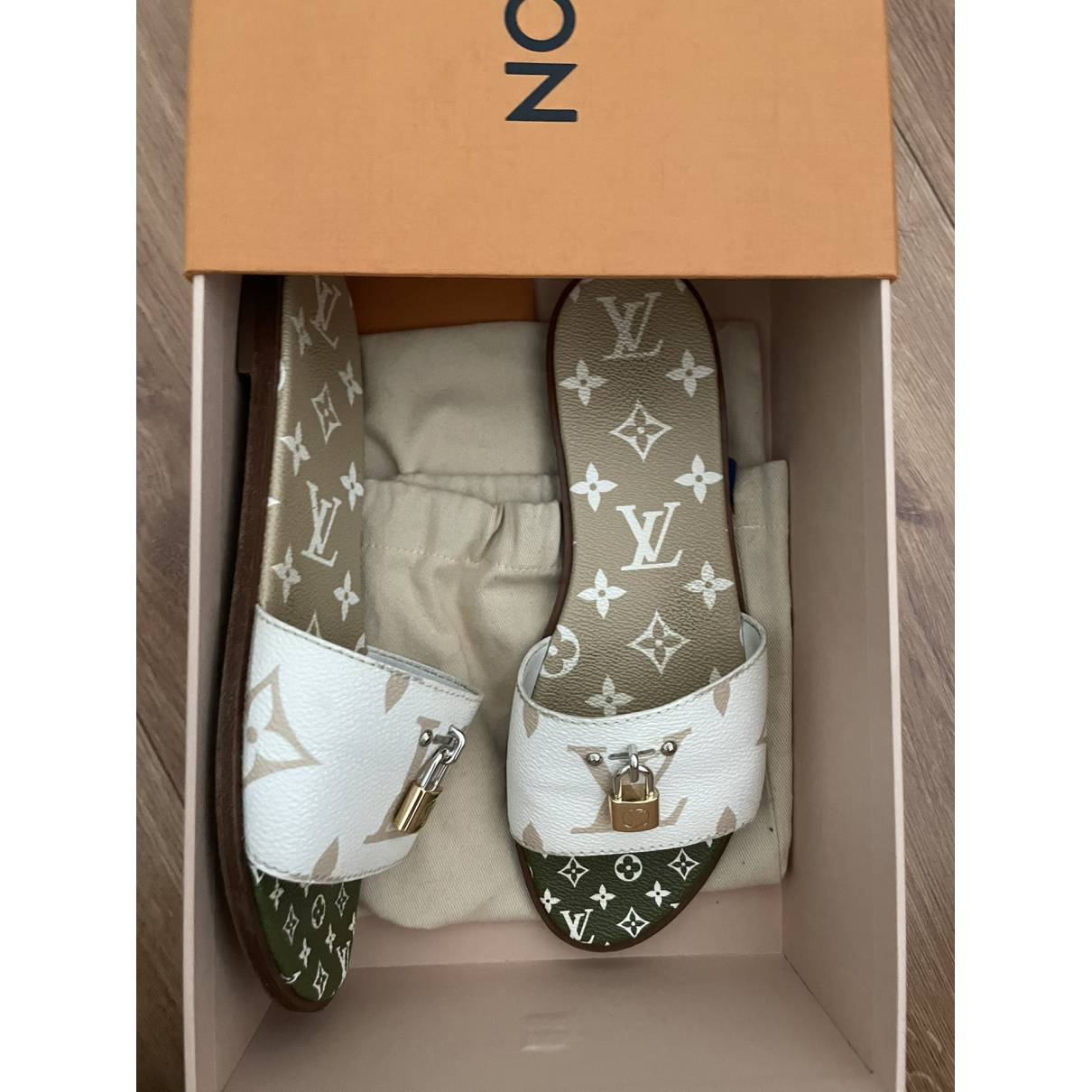 Louis Vuitton, Shoes, Louis Vuitton Lock It Flat Mule Size 39 Shoe Bags  Included