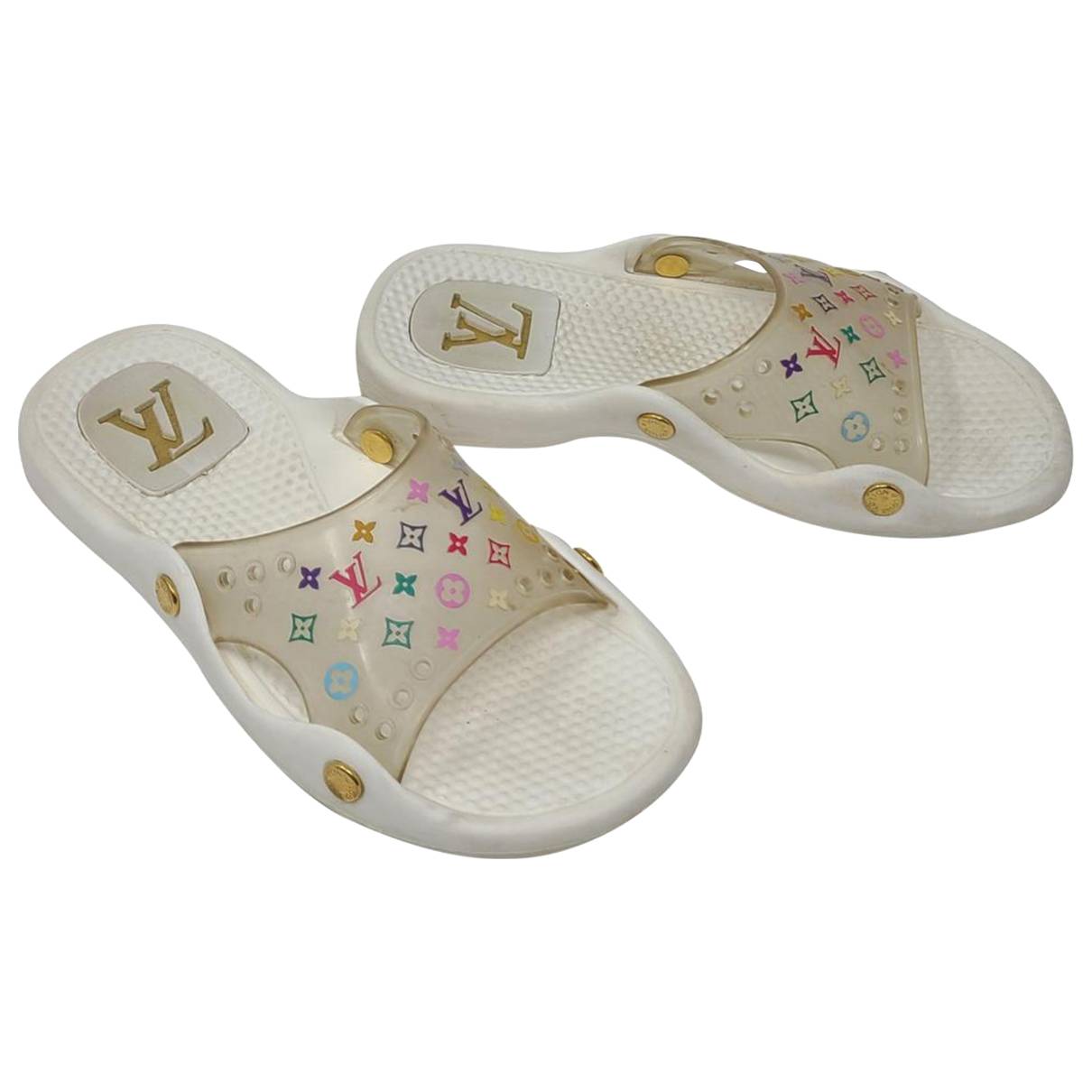 Louis Vuitton - Authenticated Bom Dia Sandal - Cloth Multicolour Abstract for Women, Good Condition