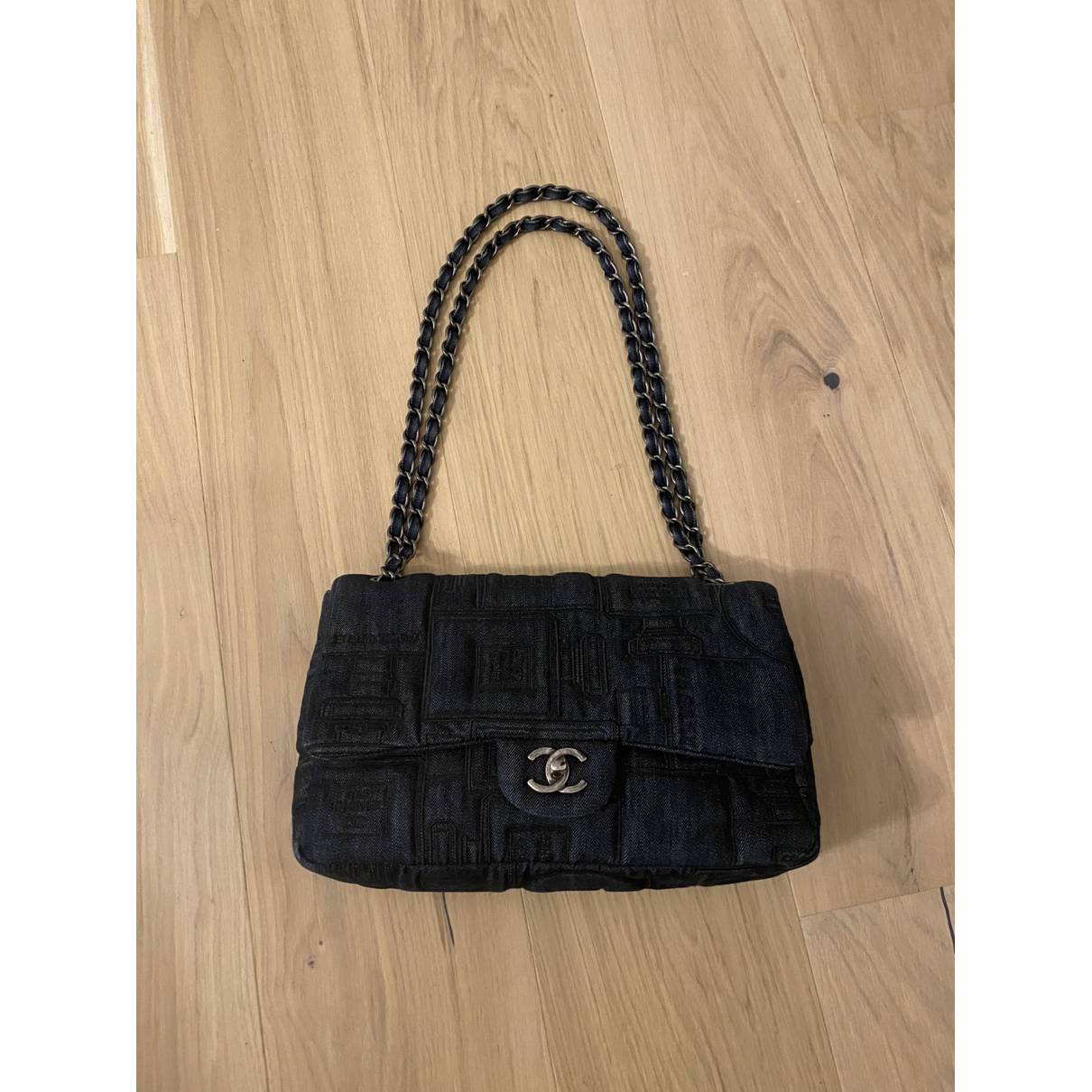 Timeless classique top handle mini bag Chanel Blue in Denim