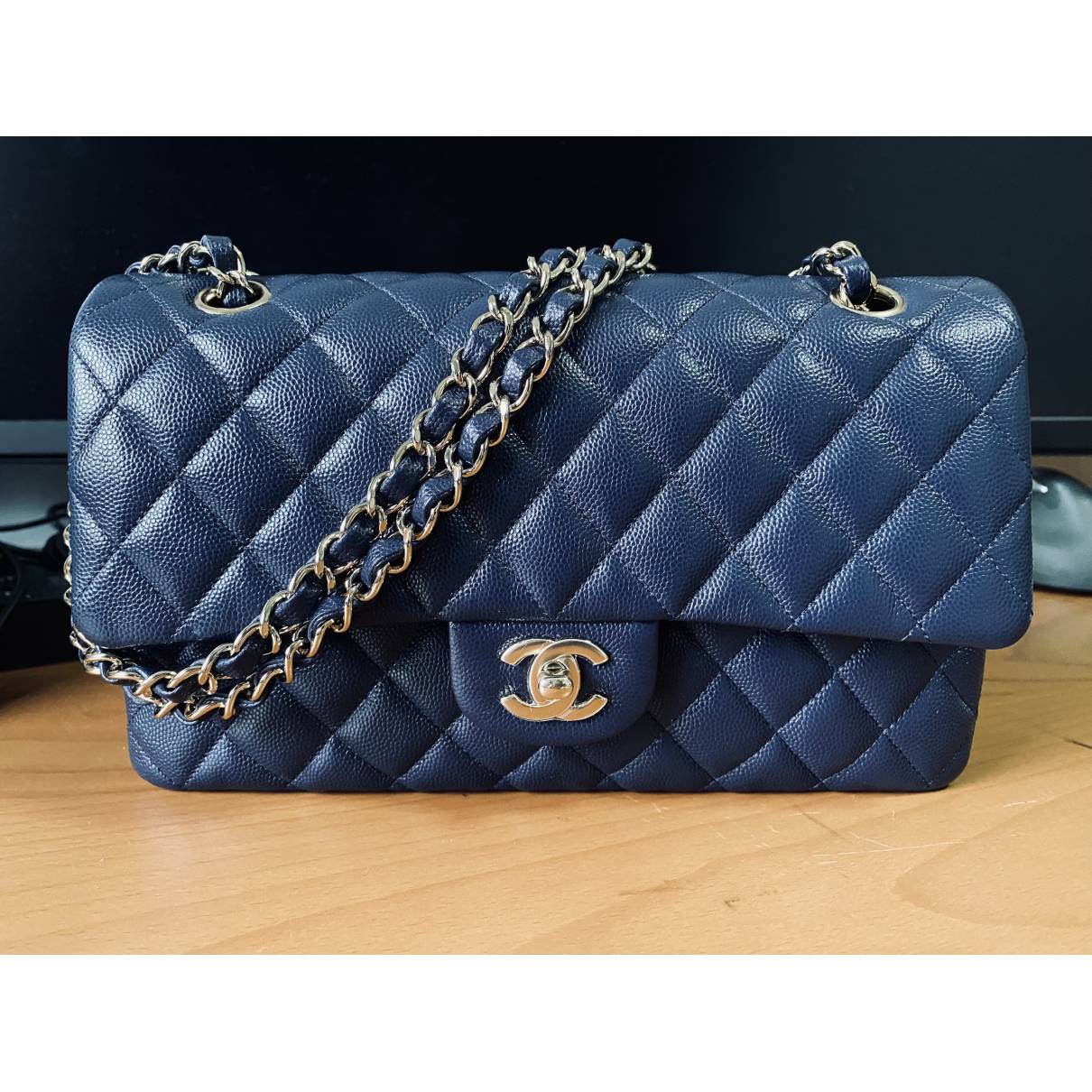 Chanel - Authenticated Timeless/Classique Handbag - Leather Navy for Women, Very Good Condition