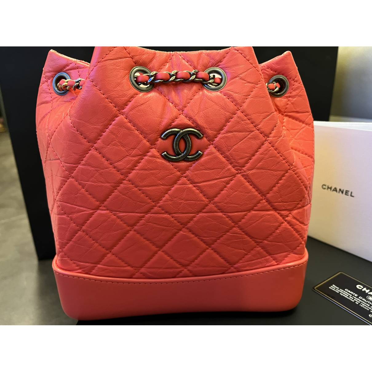 Gabrielle leather backpack Chanel Orange in Leather - 20976501