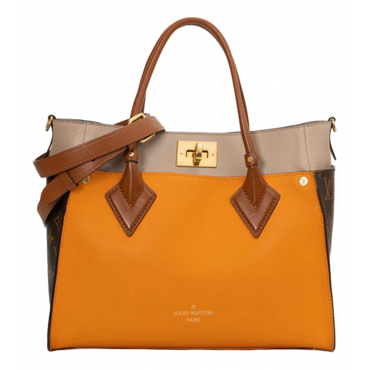 On my side leather handbag Louis Vuitton Orange in Leather - 33792674