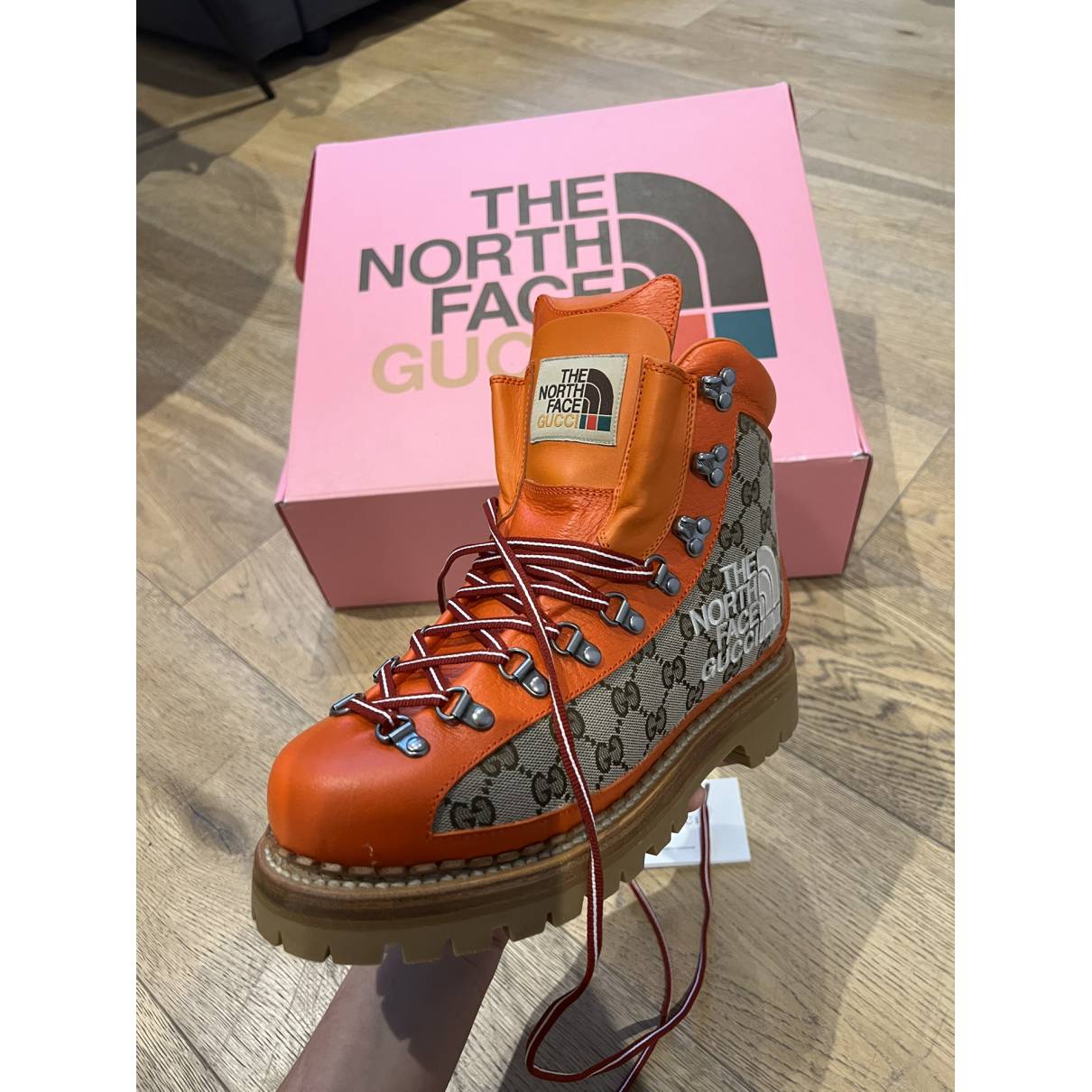 The North Face x Gucci - Authenticated Boots - Leather Orange for Men, Never Worn, with Tag
