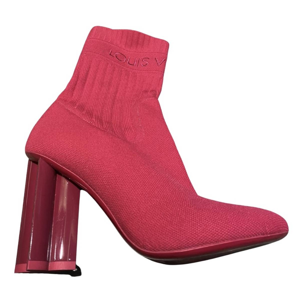 Cloth ankle boots Louis Vuitton Pink size 37 EU in Cloth - 29947286
