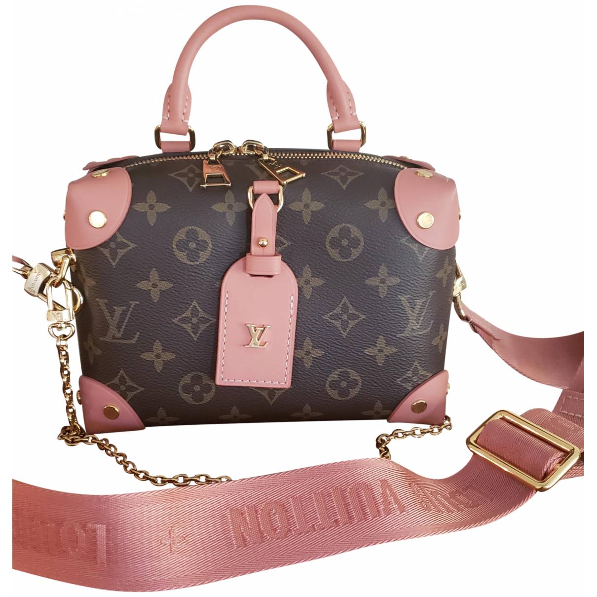 Speedy bandoulière cloth handbag Louis Vuitton Pink in Cloth