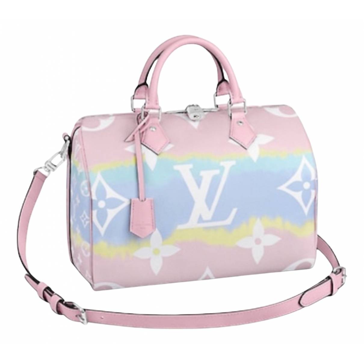 Speedy cloth handbag Louis Vuitton Pink in Cloth - 32287937