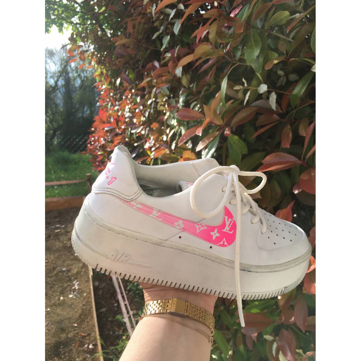 Air force 1 leather trainers Louis Vuitton X Nike Pink size 36 EU in  Leather - 22636067