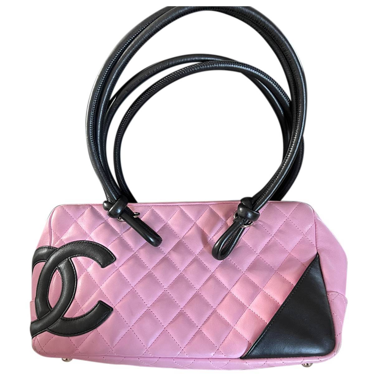 Cambon large rectangle leather handbag Chanel Pink in Leather