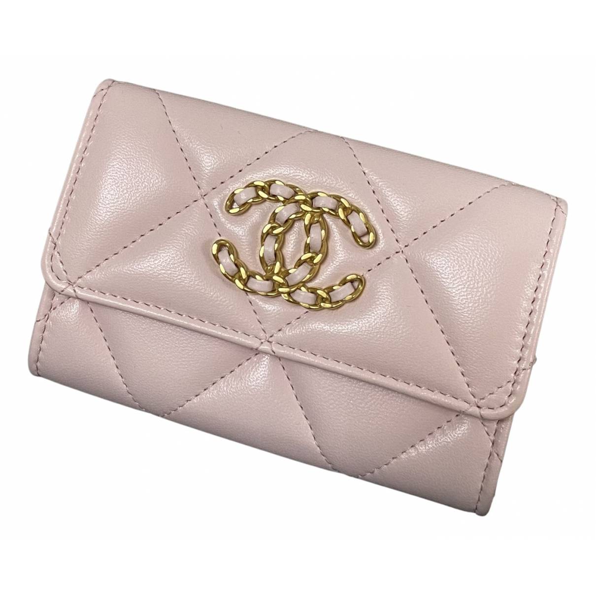 Chanel 19 leather wallet Chanel Pink in Leather - 28136973