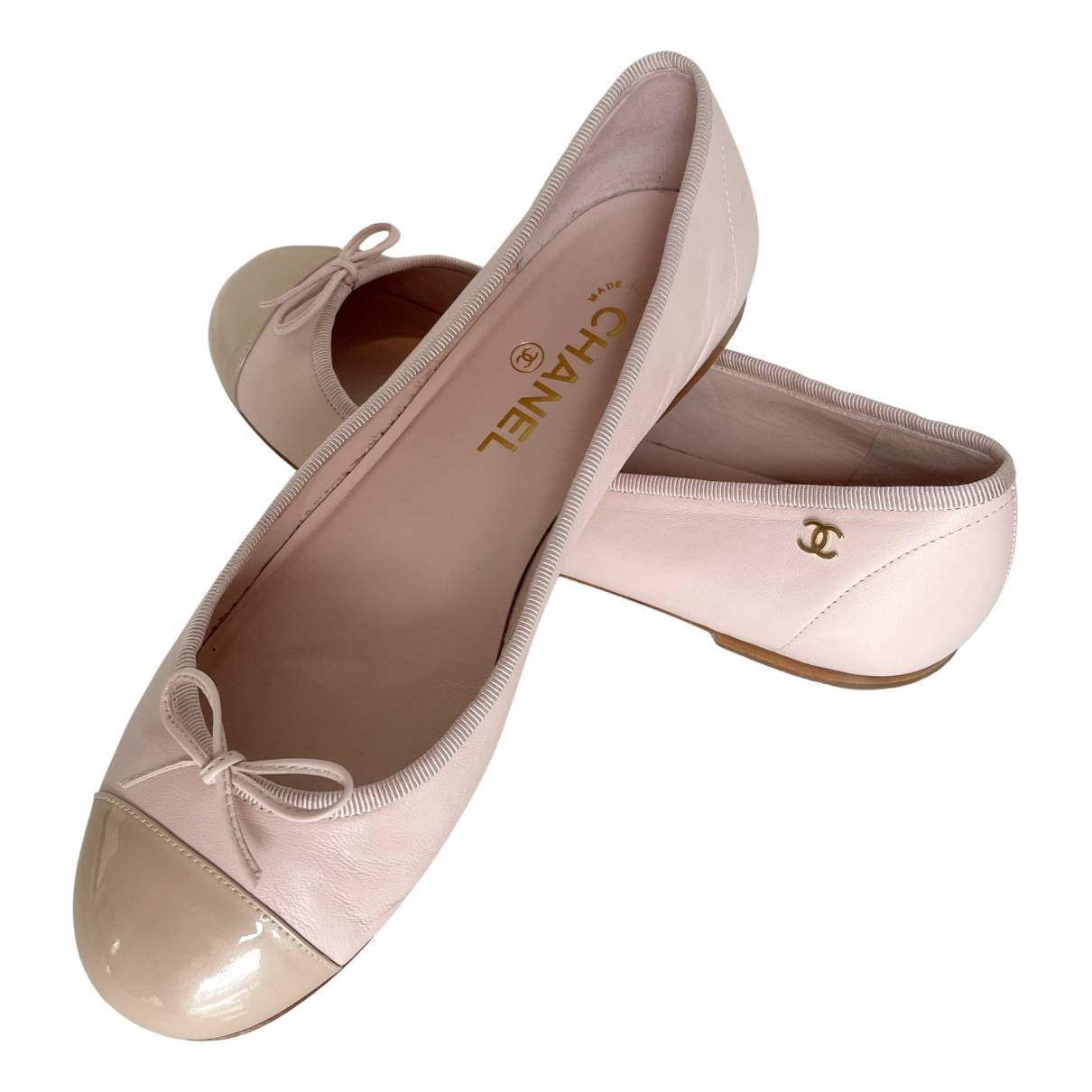 Leather ballet flats Chanel Pink size 39.5 EU in Leather - 33943752