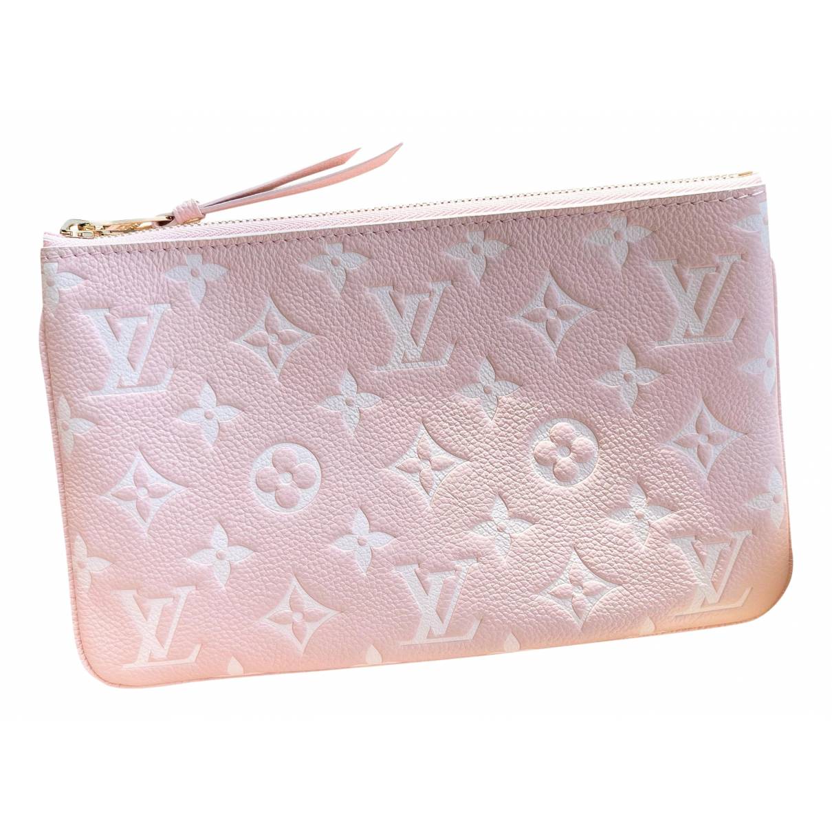 Double zip leather clutch bag Louis Vuitton Pink in Leather - 24984217
