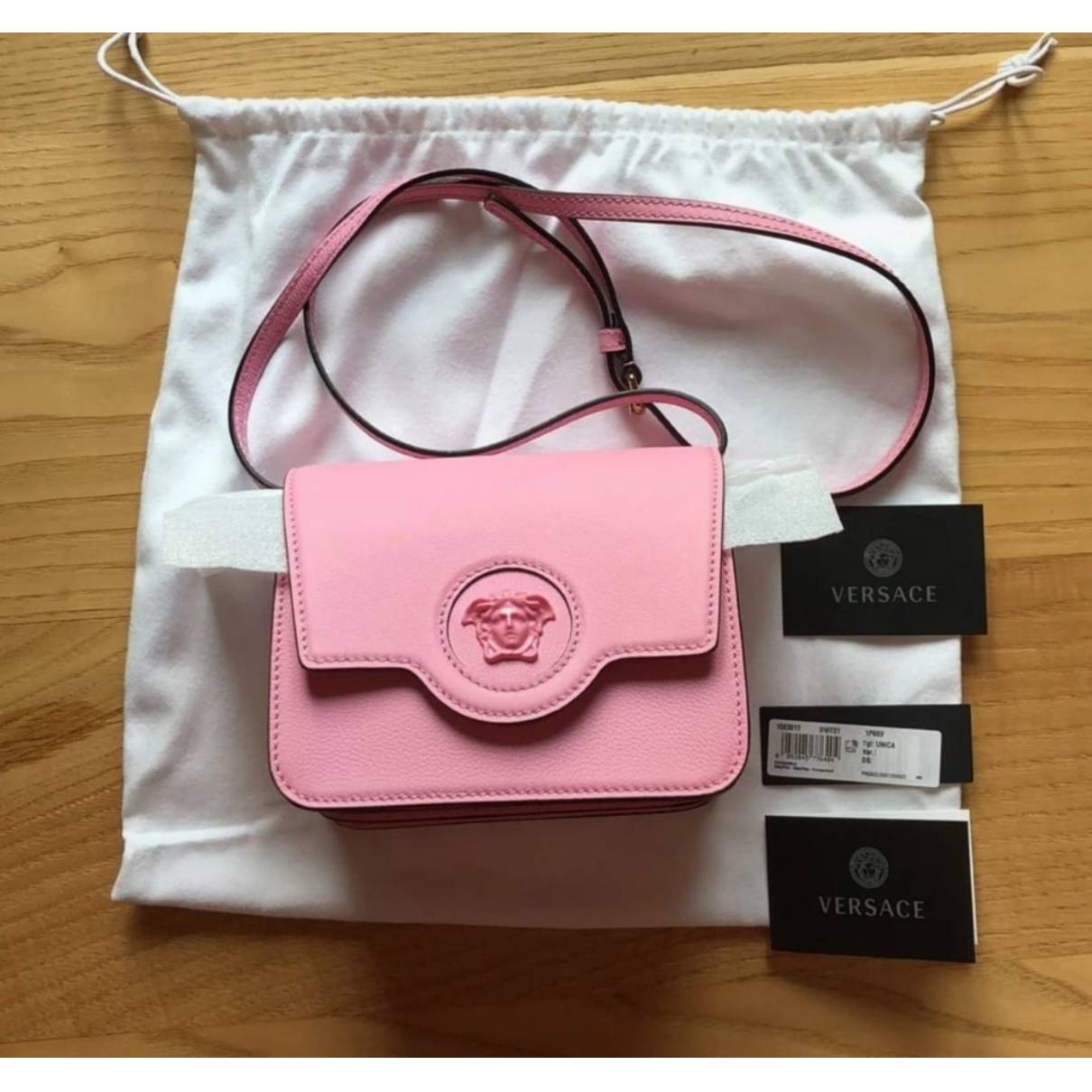 La medusa leather crossbody bag Versace Pink in Leather - 34128215