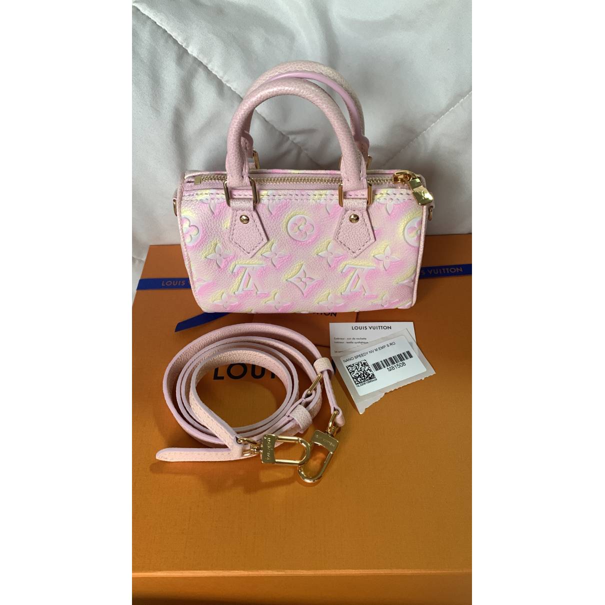 Nano speedy / mini hl leather handbag Louis Vuitton Pink in Leather -  25522393