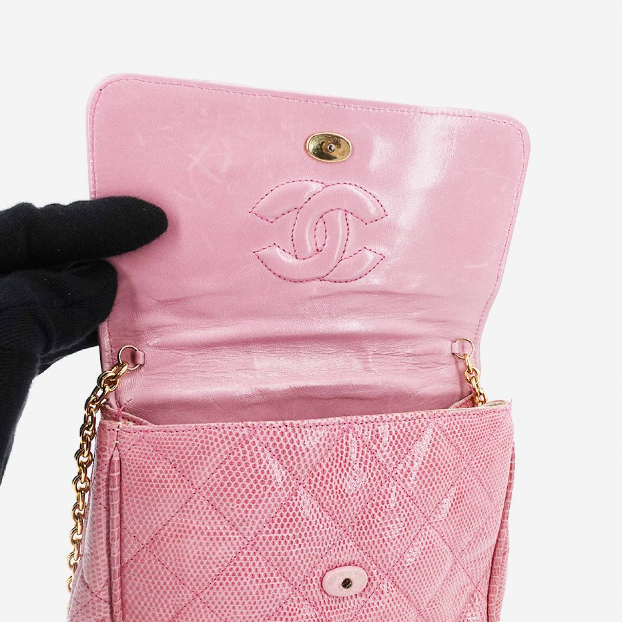 Lizard handbag Chanel Pink in Lizard - 18951143