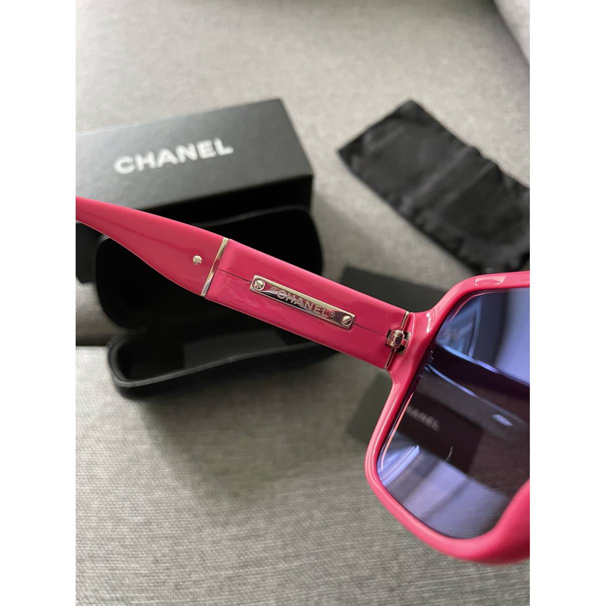 Chanel Pink Oval Sunglasses Chanel