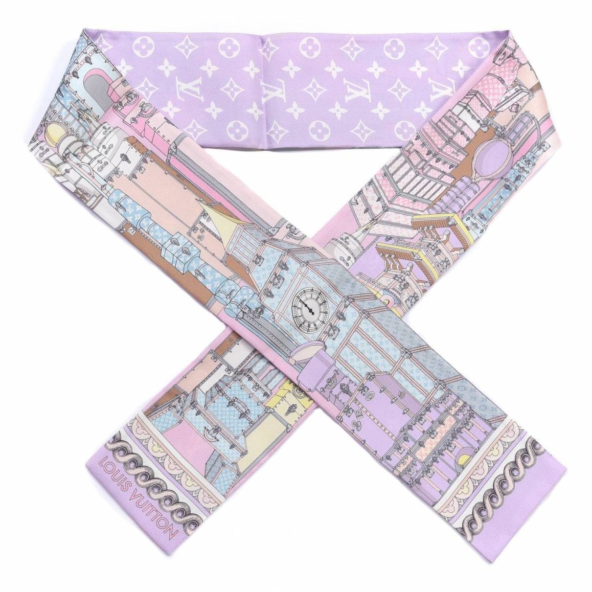 Châle monogram silk scarf Louis Vuitton Pink in Silk - 30421225