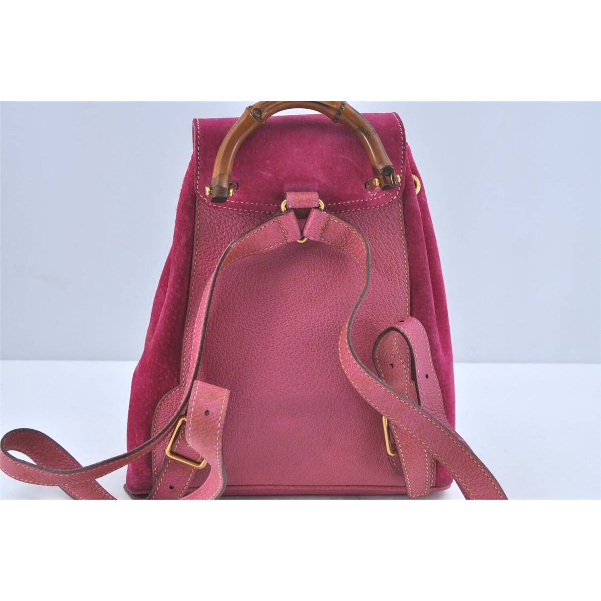 Bamboo backpack Gucci Pink in Suede - 33491405