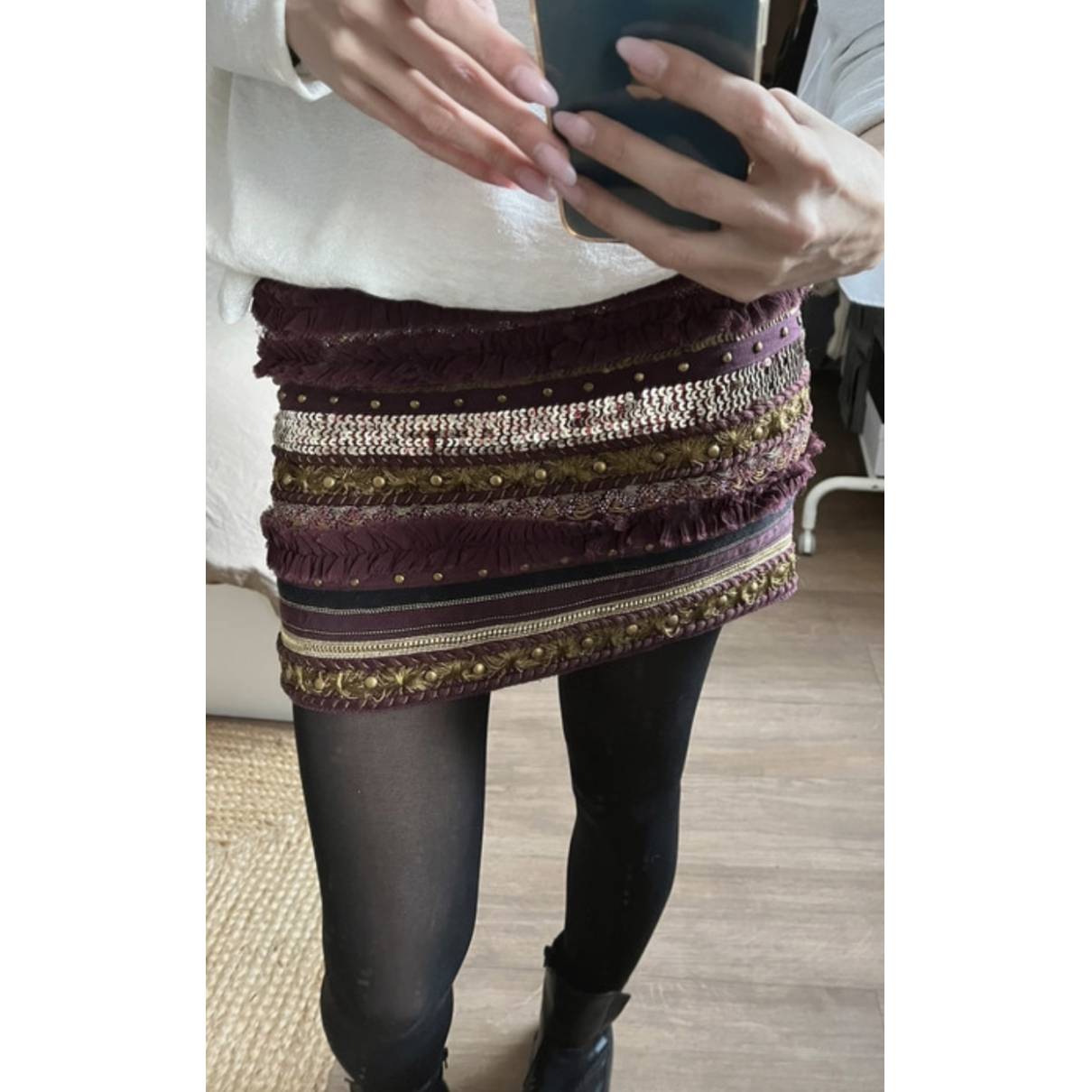 Mini skirt Ba&sh Purple size 34 FR in Cotton - elasthane - 31601620