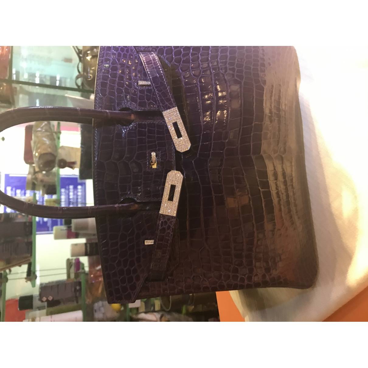 Birkin 35 alligator handbag Hermès Purple in Alligator - 4347032