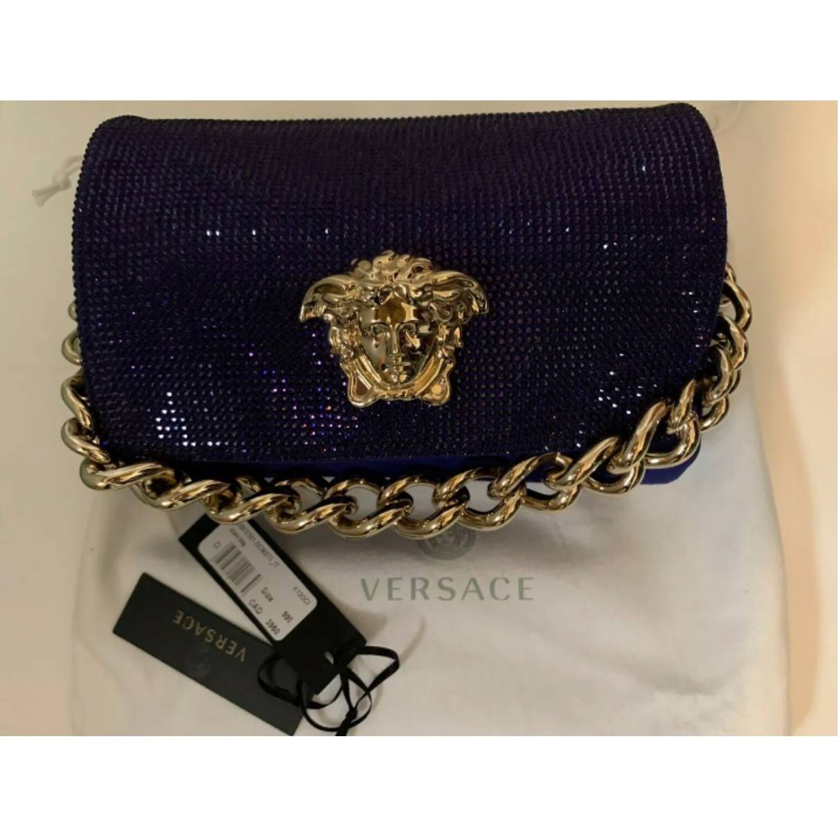 La medusa glitter handbag Versace Purple in Glitter - 19642164