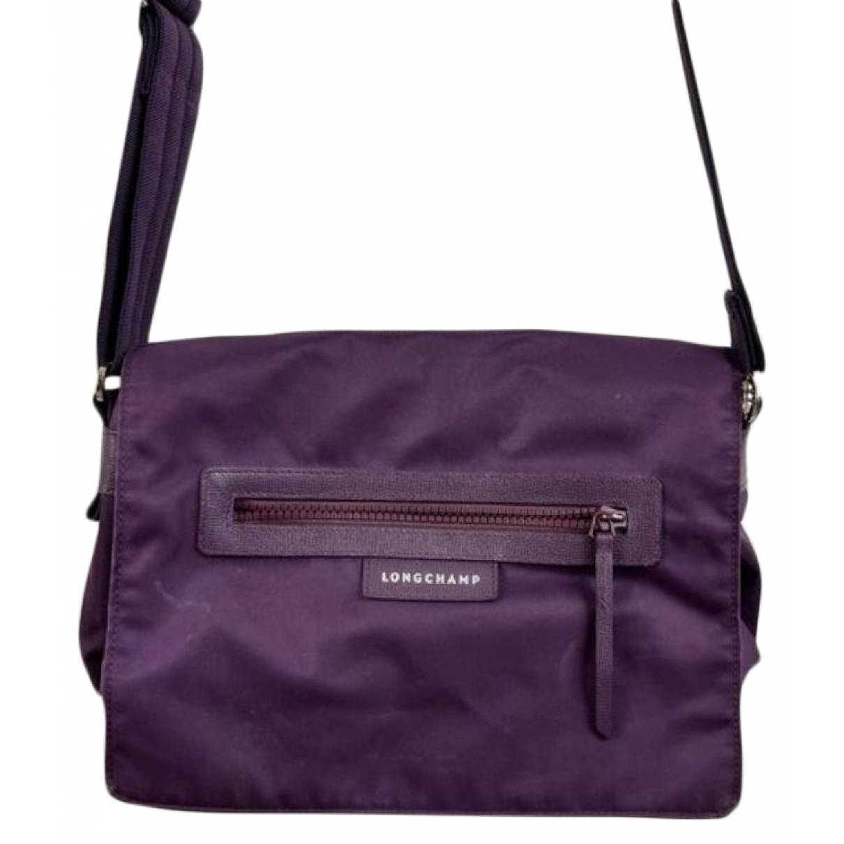 Leather crossbody bag Longchamp Purple in Leather - 26831211