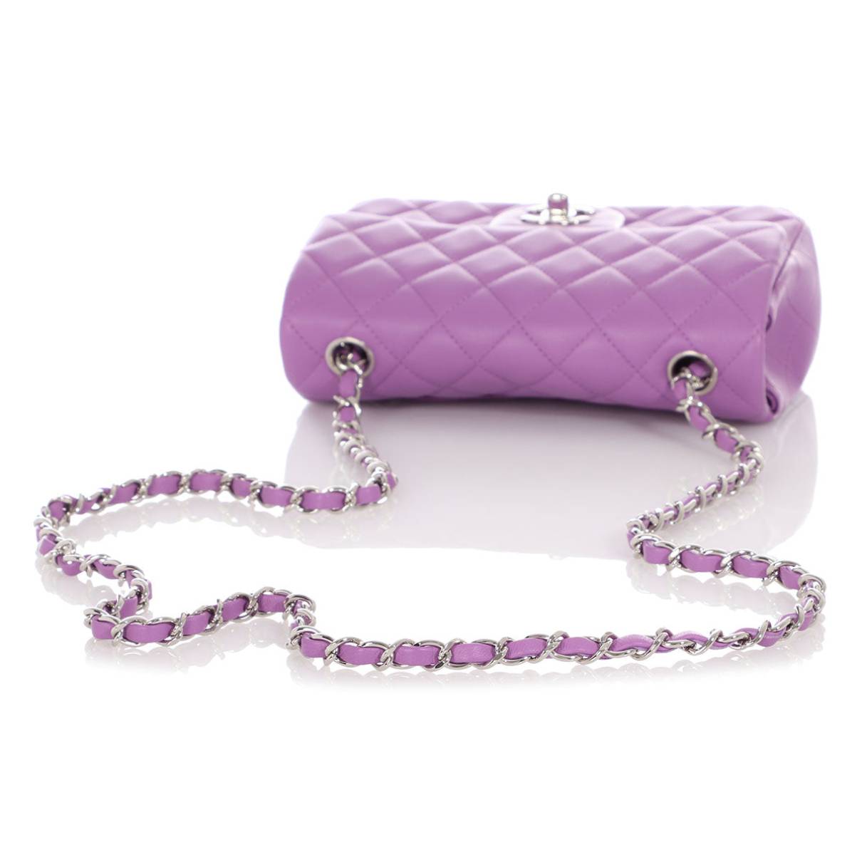 CHANEL Small Boy Bag Light Purple Quilted Patent Leather With Gold Hardware  -NEW