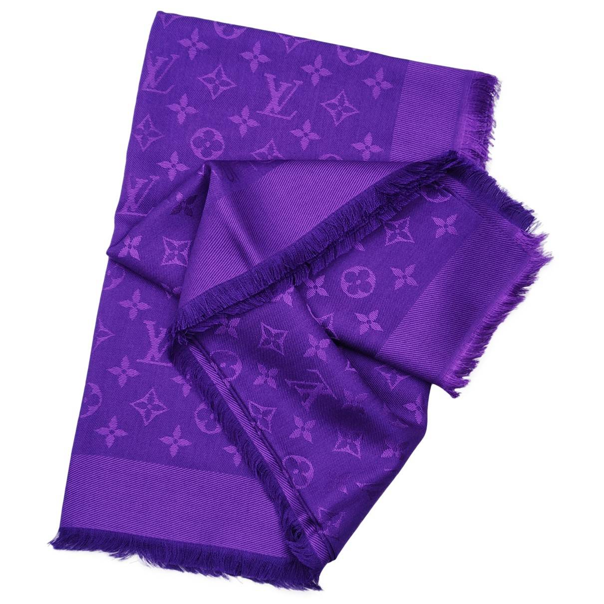 Louis Vuitton Purple Silk LV Monogram Shawl
