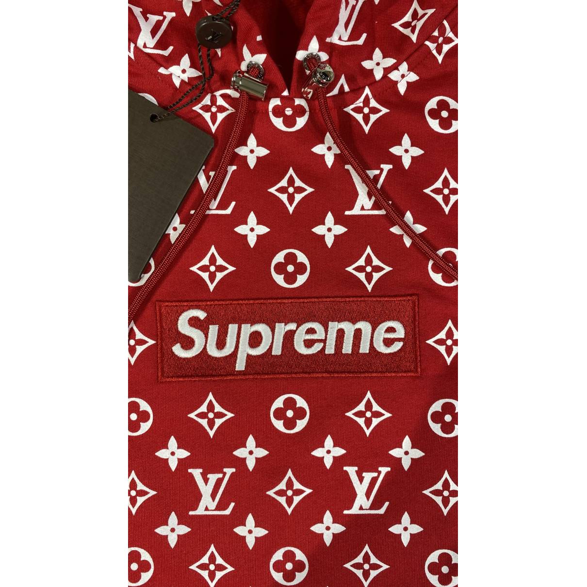 supreme red hoodie louis vuittons