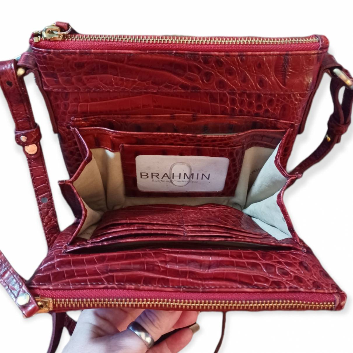 Leather satchel Brahmin Red in Leather - 36374490