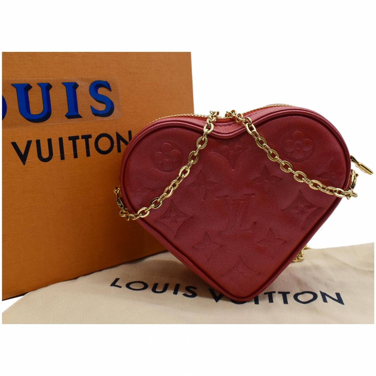 Chain bag leather crossbody bag Louis Vuitton Red in Leather