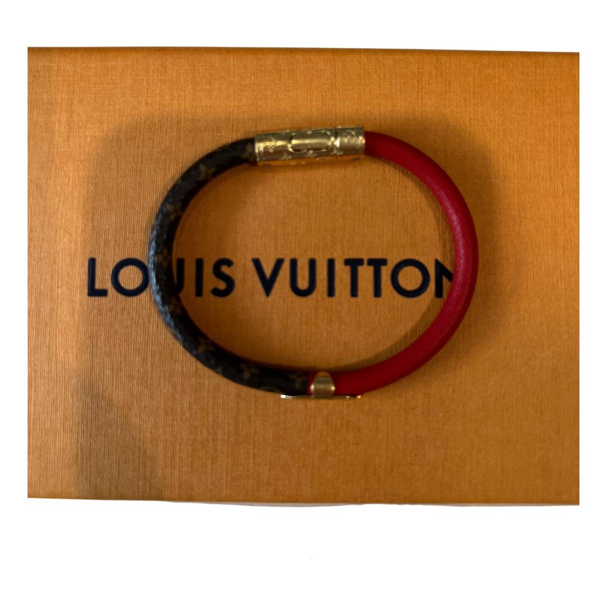 Daily confidential leather bracelet Louis Vuitton Red in Leather