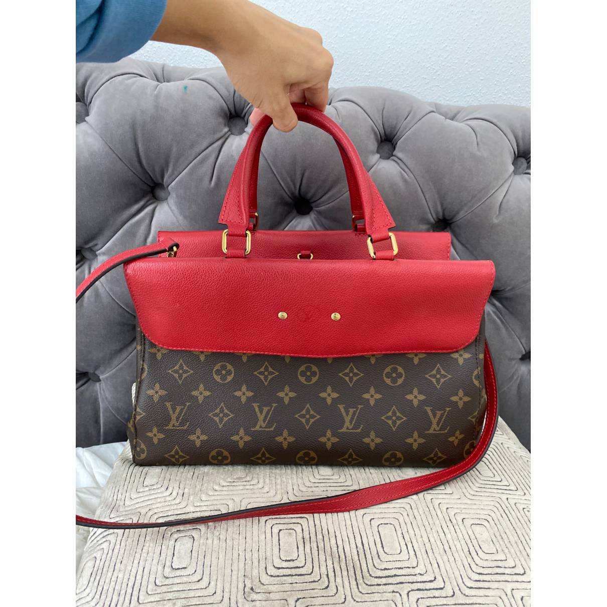 Florine leather handbag Louis Vuitton Red in Leather - 19588737