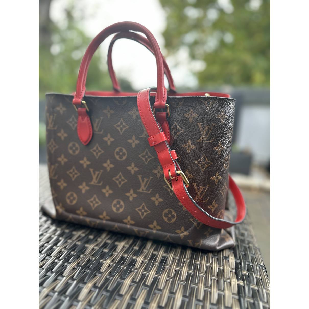 Louis Vuitton - Authenticated Flower Tote Handbag - Leather Red Plain for Women, Good Condition