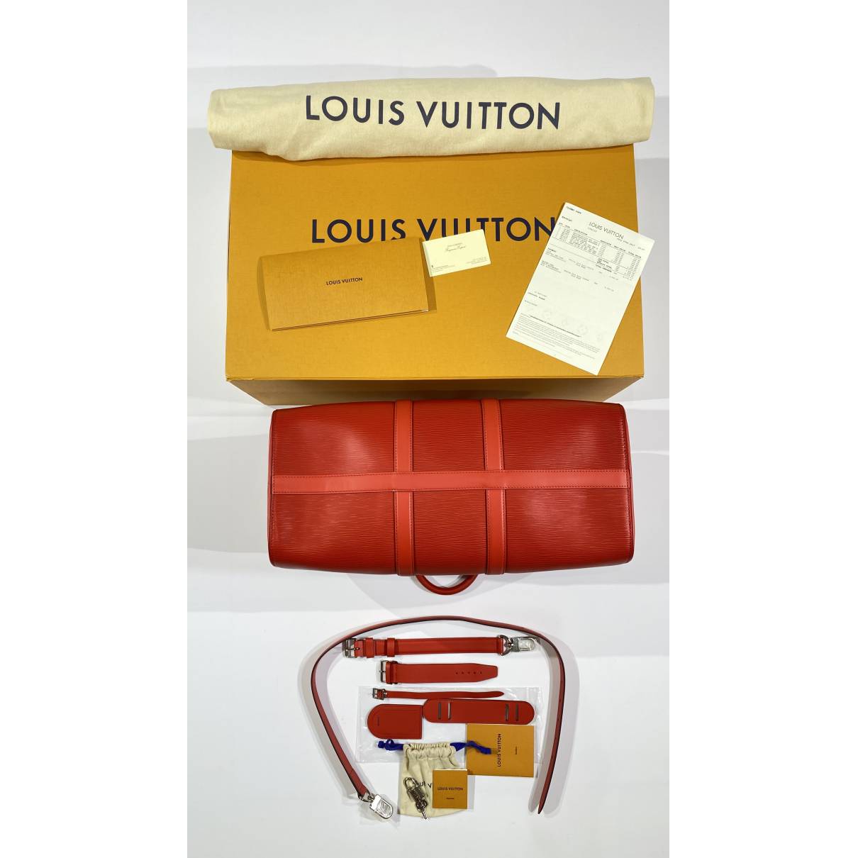 Leather travel bag Louis Vuitton x Supreme Red in Leather - 30667328