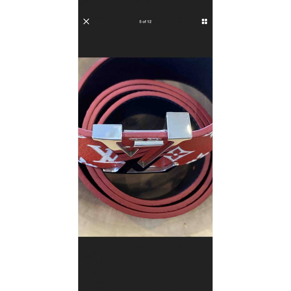 Leather belt Louis Vuitton x Supreme Red size 90 cm in Leather - 23755288