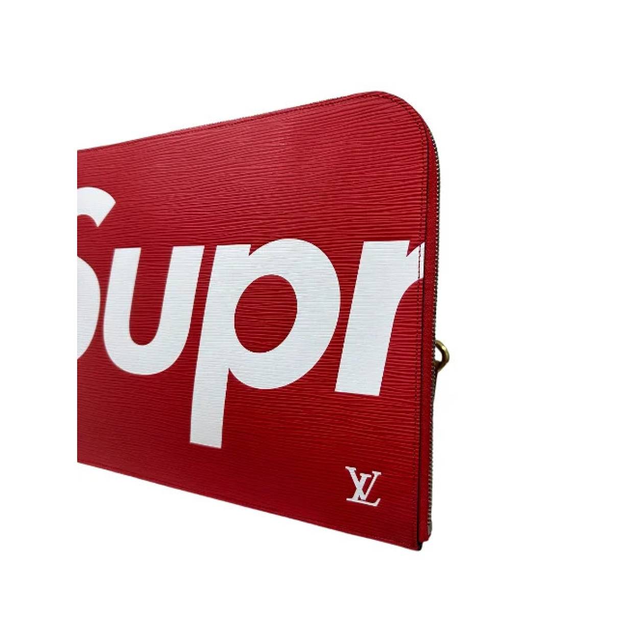 Leather clutch bag Louis Vuitton x Supreme Red in Leather - 19925833