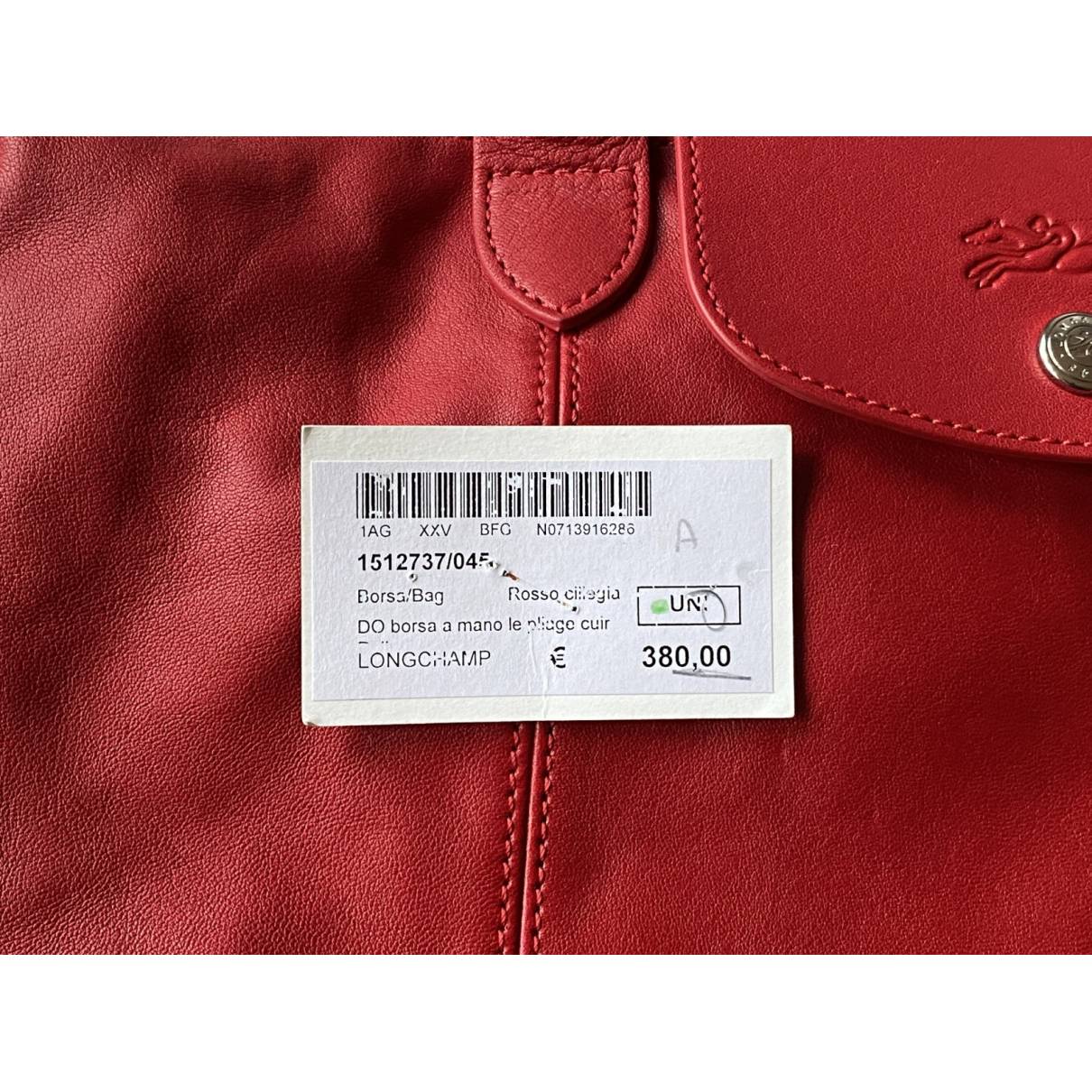 Longchamp - Authenticated Pliage Handbag - Leather Red Plain for Women, Never Worn