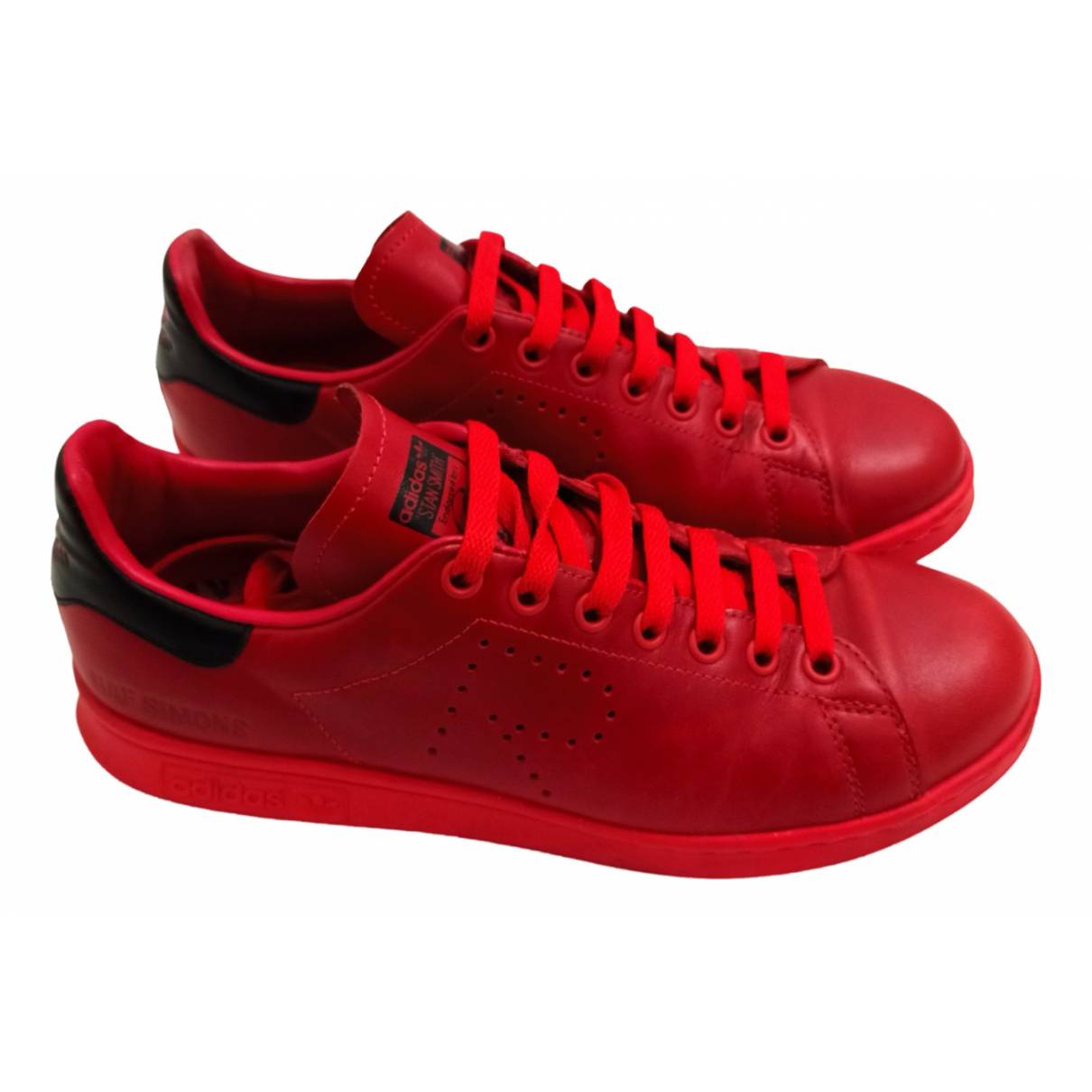 Stan smith leather trainers Adidas x Raf Simons Red 7.5 in Leather - 18619755