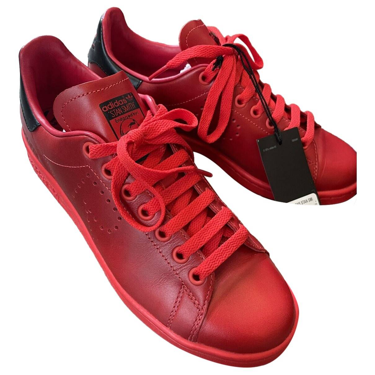 Stan smith leather low trainers Adidas x Raf Simons Red size 6 UK Leather -