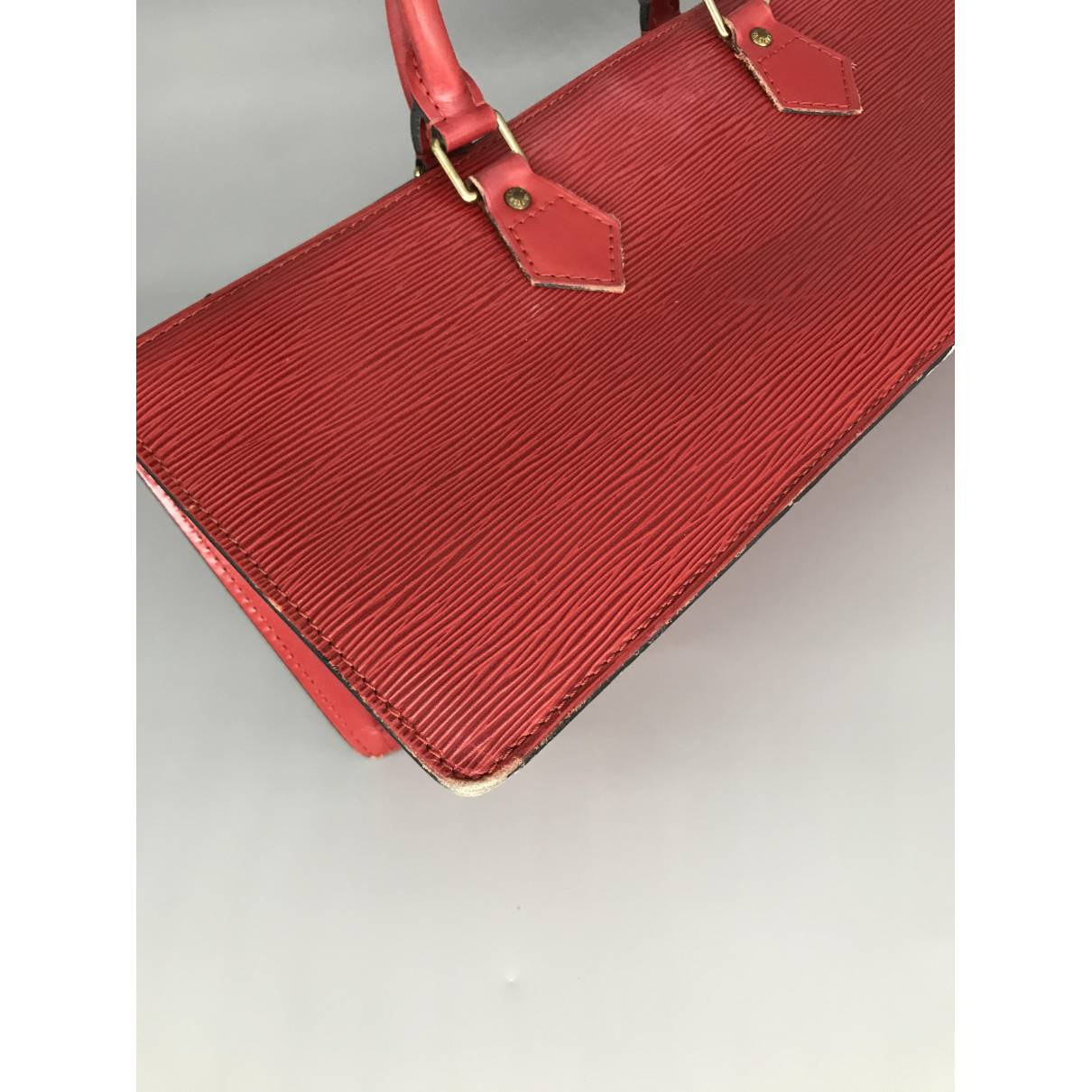 Authentic Louis Vuitton Epi Leather Red Sac Triangle Hand Bag